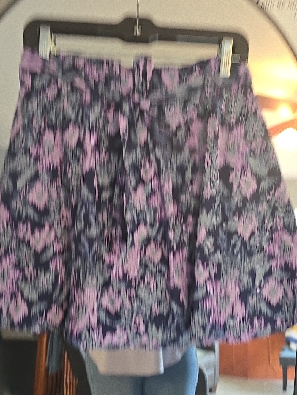 Women's Navy and Purple Floral Skirt